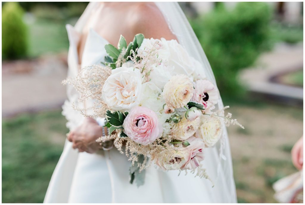 bridal bouquet with white and pink florals