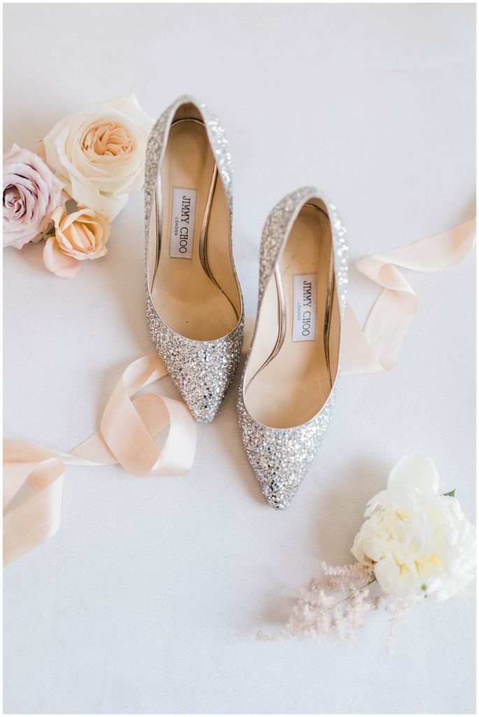 jimmy choo sparkly bridal shoes for european chic idaho wedding day