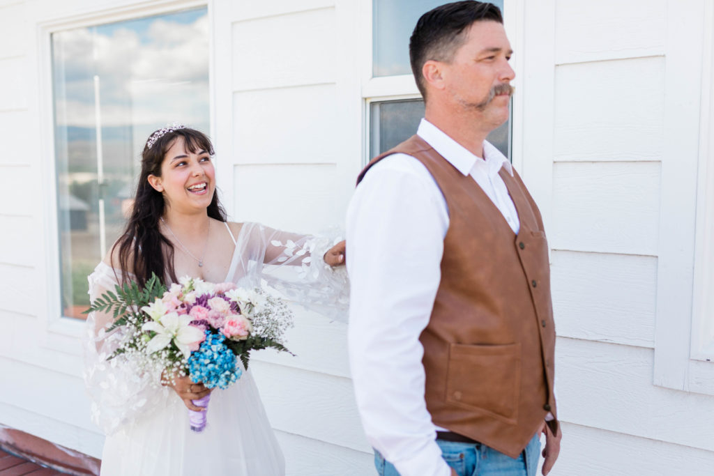 Boise photographer documents first look between the father of the bride and the bride
