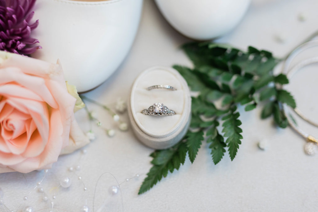 detail photo of weddign ring and bridal details taken by Boise wedding photographer 
