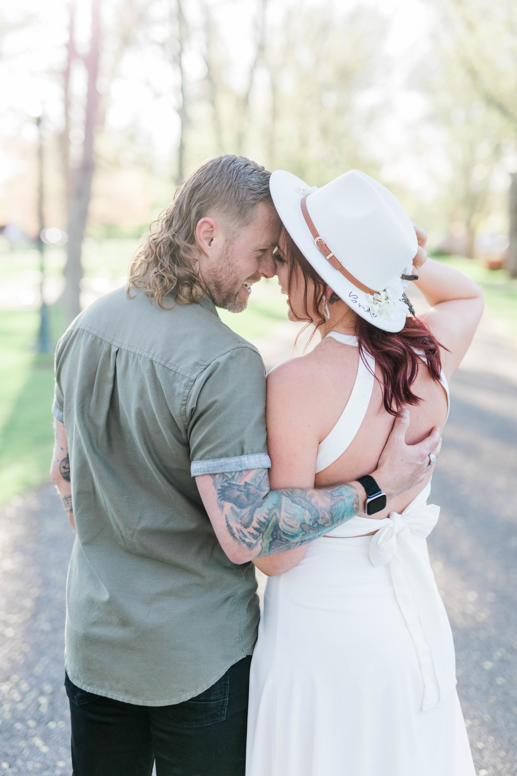 romantic engagement photos in a park in Boise by Boise wedding photographers