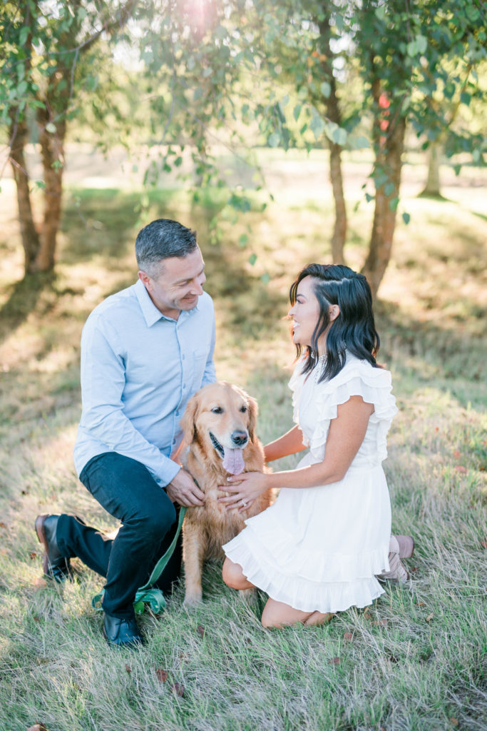 Boise wedding photographer captures couple with dog during engagement photos