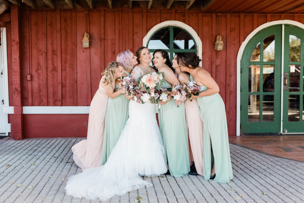 Boise wedding photographer captures bride and bridesmaids celebrating