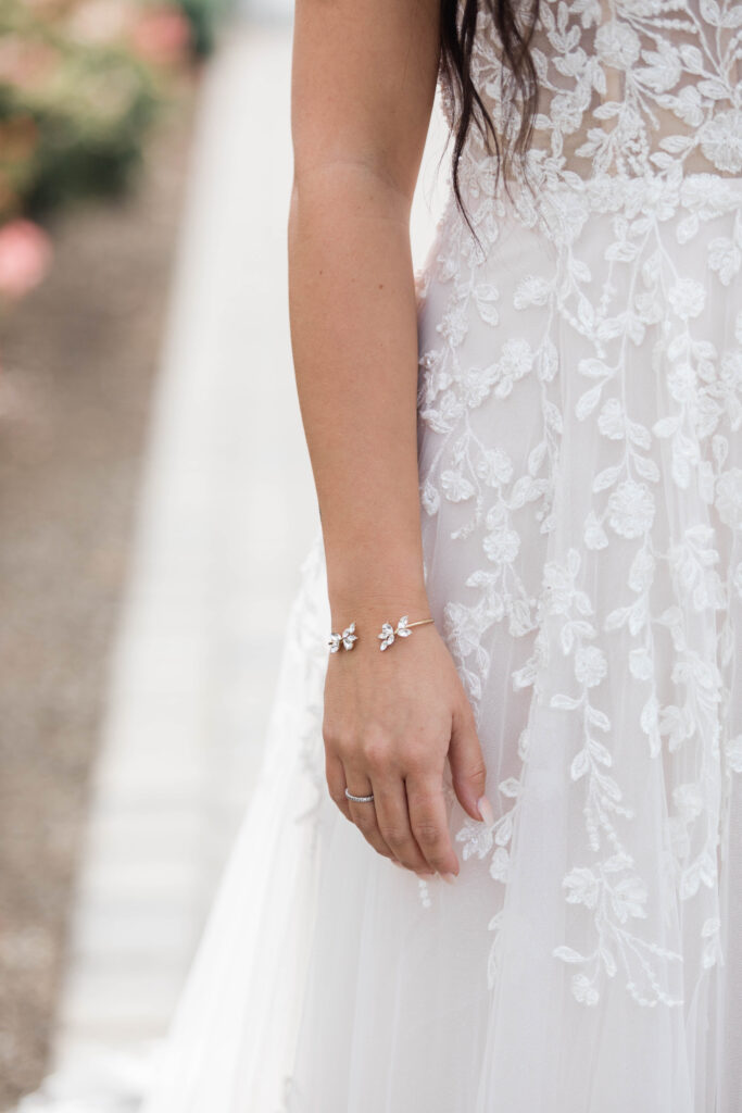 close up of bridal bracelet