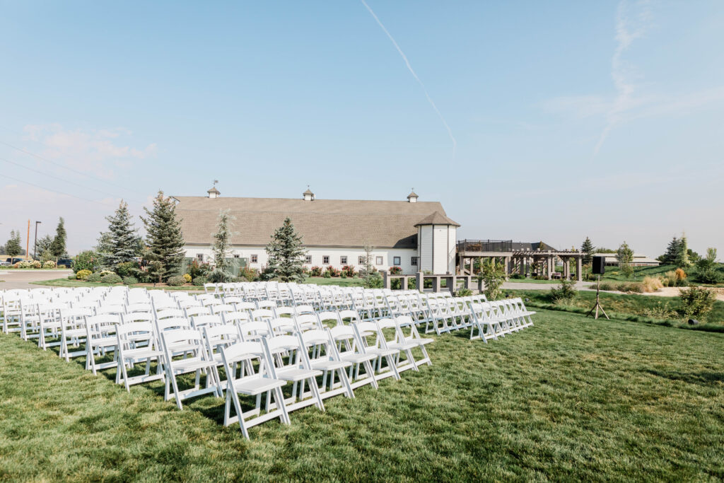 Boise wedding photographer captures wedding ceremony setup