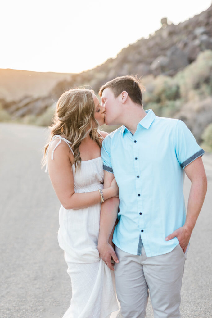 Boise wedding photographer captures couple walking together laughing